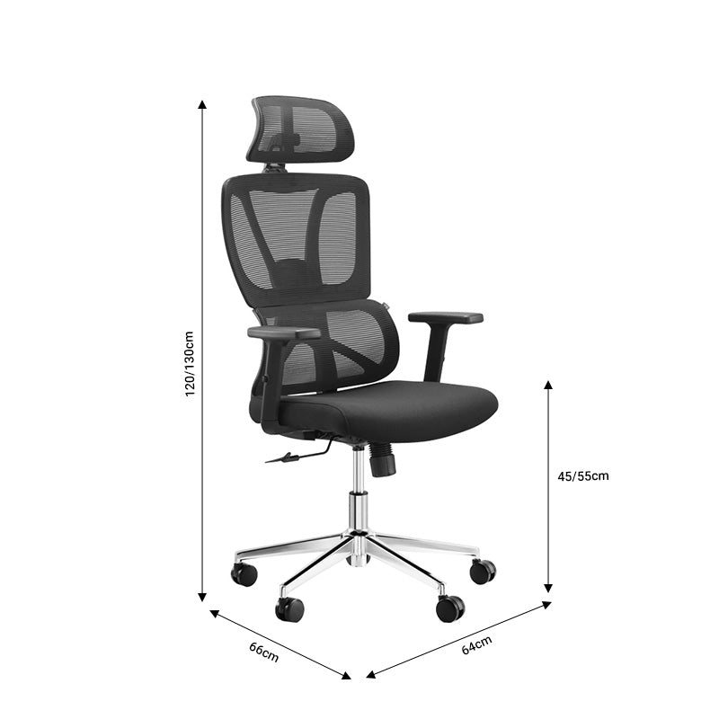 Scaun director birou Aish stofa plasa, neagra, 64x66x130 cm