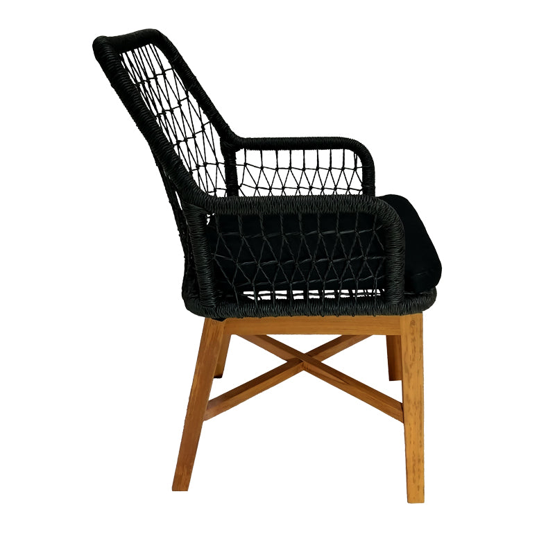 Scaun Elaiza lemn de tec si sfoara sintetica Natural cu perna, 58x60x90 cm