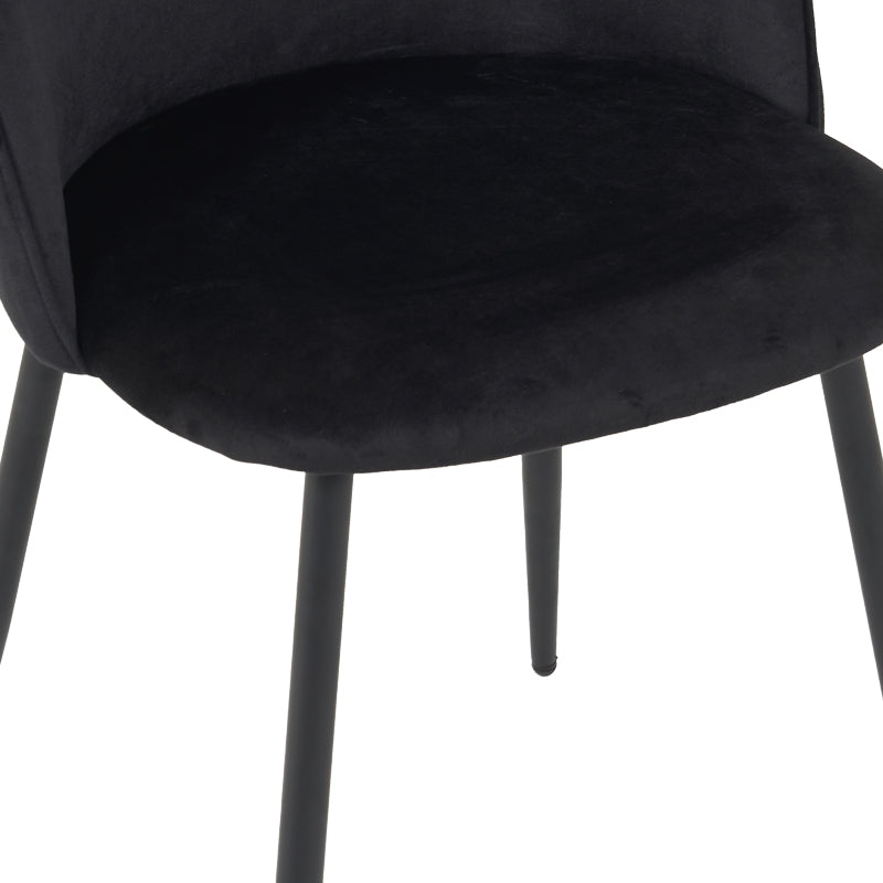 Scaun elegant din catifea pentru birou Perch, Metal, Negru, 50x43x82 cm