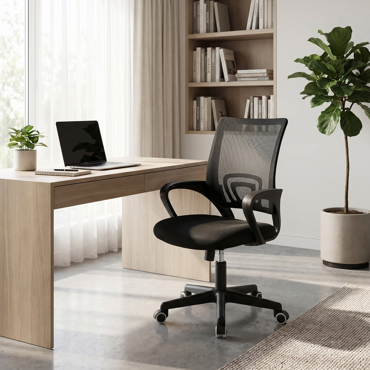 Scaun ergonomic de birou Berto II cu spatar din mesh – roz/negru, 60x48x85–95 cm - Negru