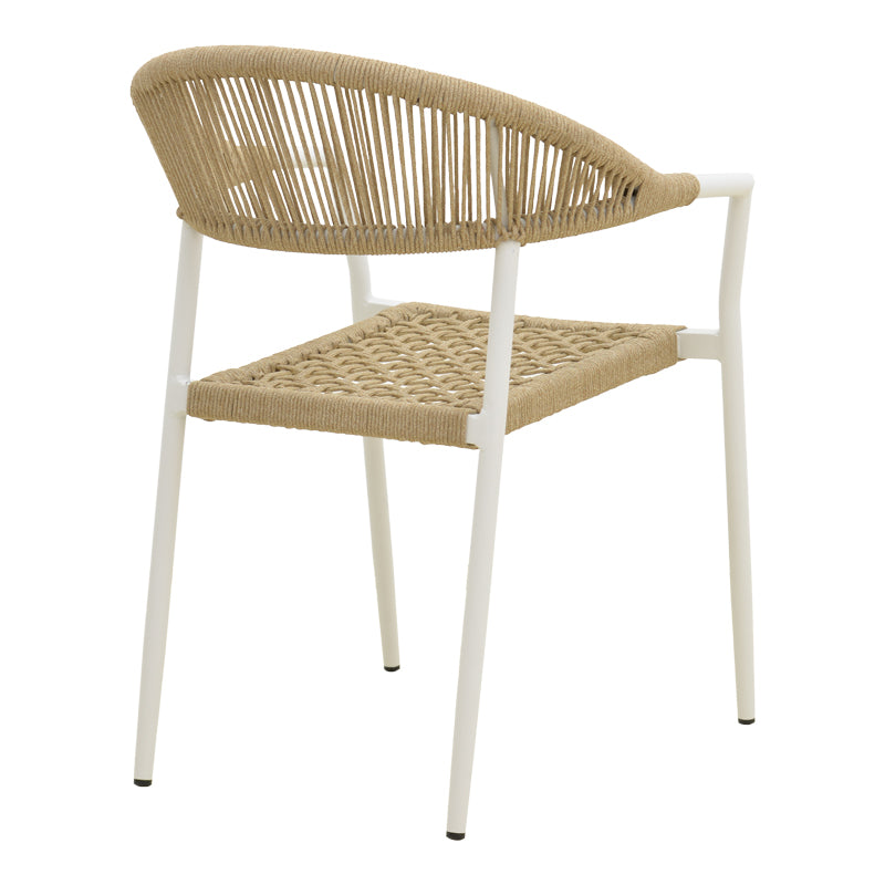 Scaun exterior Ammos, aluminiu si franghie PE, 56x62x82 cm - Alb-Natural
