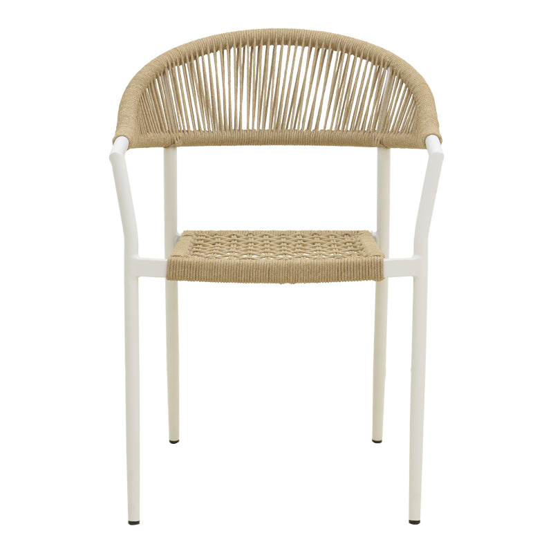 Scaun exterior Ammos, aluminiu si franghie PE, 56x62x82 cm - Alb-Natural