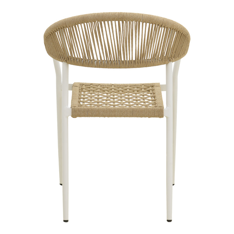 Scaun exterior Ammos, aluminiu si franghie PE, 56x62x82 cm - Alb-Natural