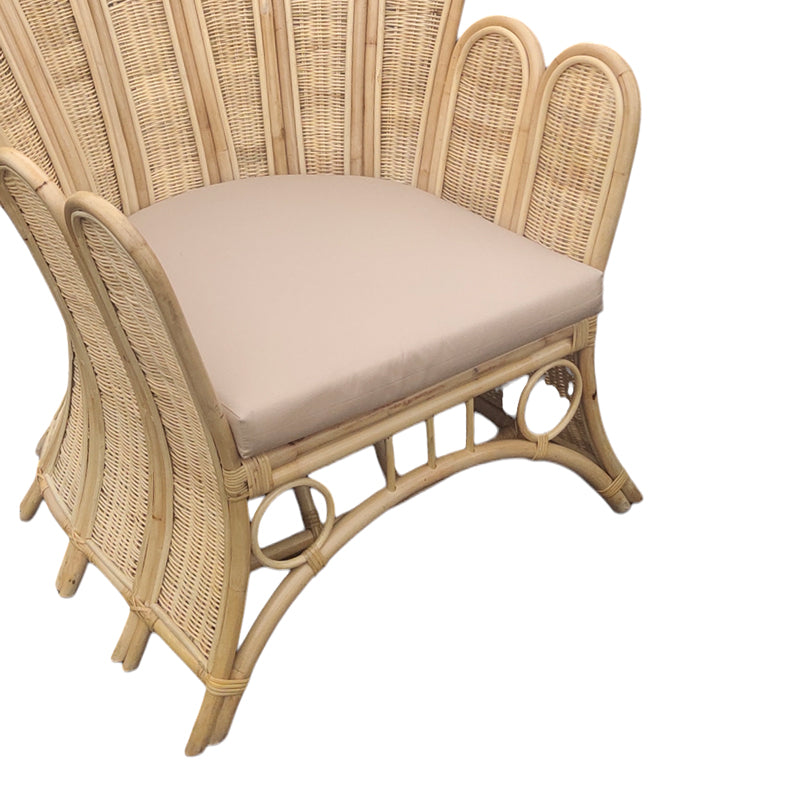 Scaun Exterior Fragia cu perna bej-ratan, Natural, 103x90x120 cm