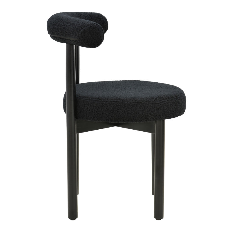 Scaun Comfortabil Fenza, tesatura Teddy Bej, Picioare Lemn, Fag Nuc, 60x54x75 cm - Negru