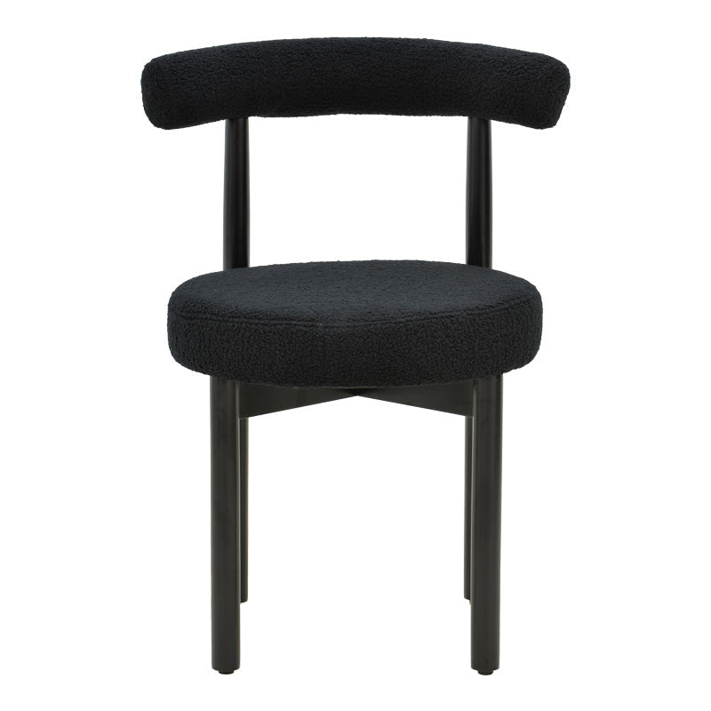 Scaun Comfortabil Fenza, tesatura Teddy Bej, Picioare Lemn, Fag Nuc, 60x54x75 cm - Negru