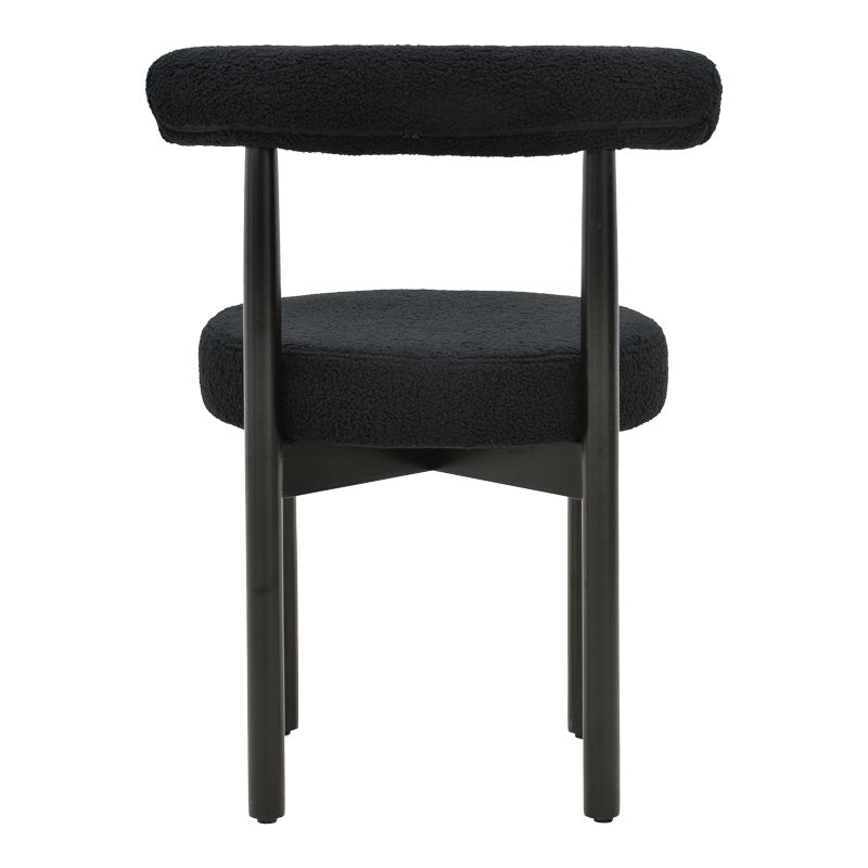 Scaun Comfortabil Fenza, tesatura Teddy Bej, Picioare Lemn, Fag Nuc, 60x54x75 cm - Negru