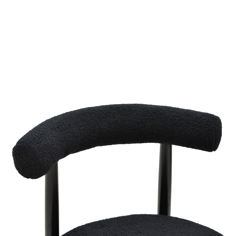 Scaun Comfortabil Fenza, tesatura Teddy Bej, Picioare Lemn, Fag Nuc, 60x54x75 cm - Negru