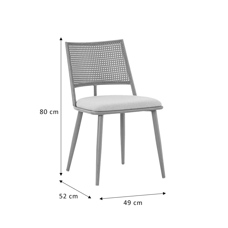 Scaun Giulia rattan textil, Bej - Gri inchis, 49x52x80 cm - Gri inchis