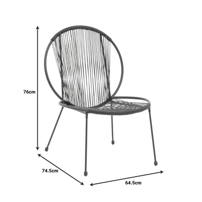 Scaun gradina Dapper negru metal-pe negru, 64x74x76 cm, foto produs 8