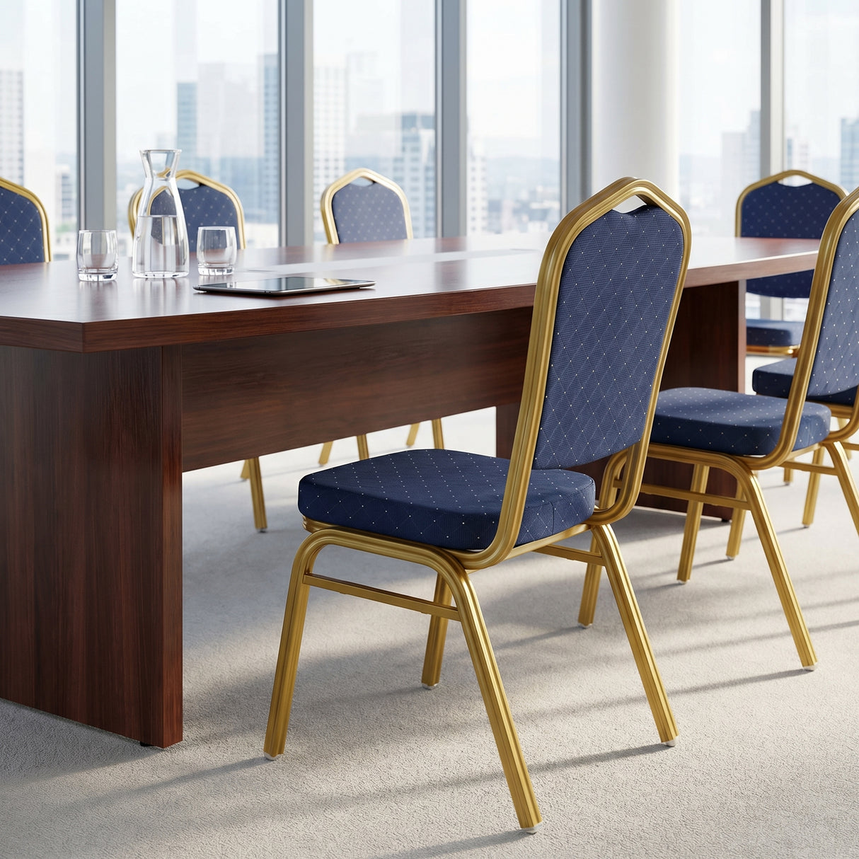 Scaun Hilton pentru conferinta si evenimente, Rosu - Albastru, 45x51x96 cm - Albastru