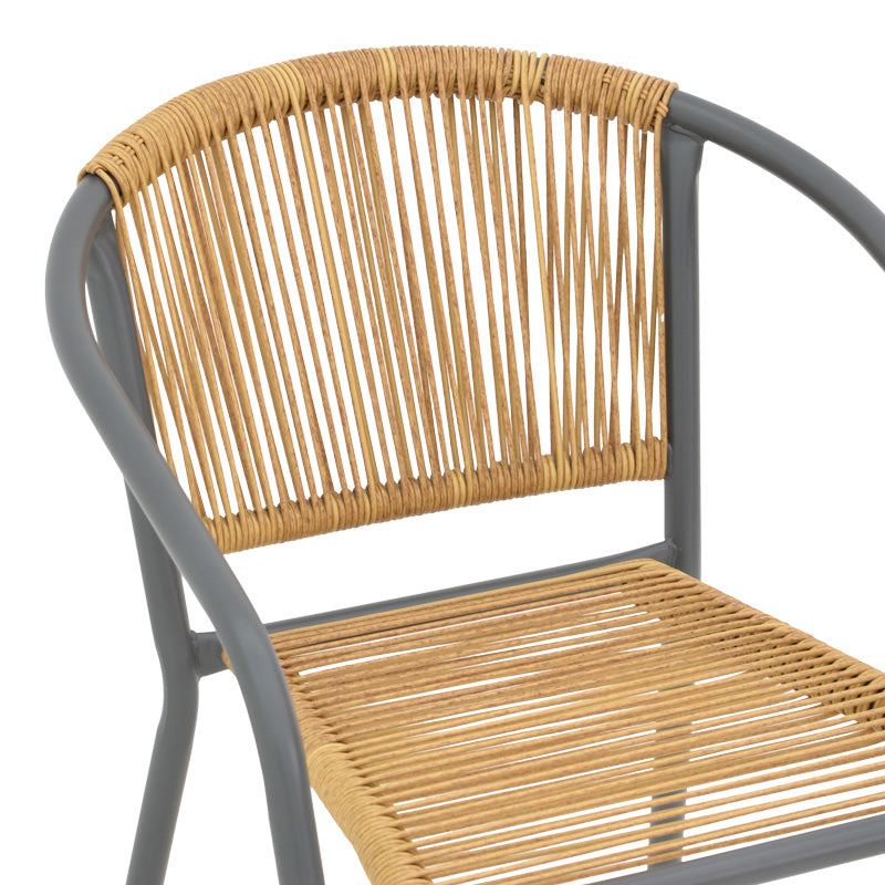 Scaun metalic stivuibil Lindaria Gri inchis si rattan PE Natural, 54x63x74 cm, foto produs 6