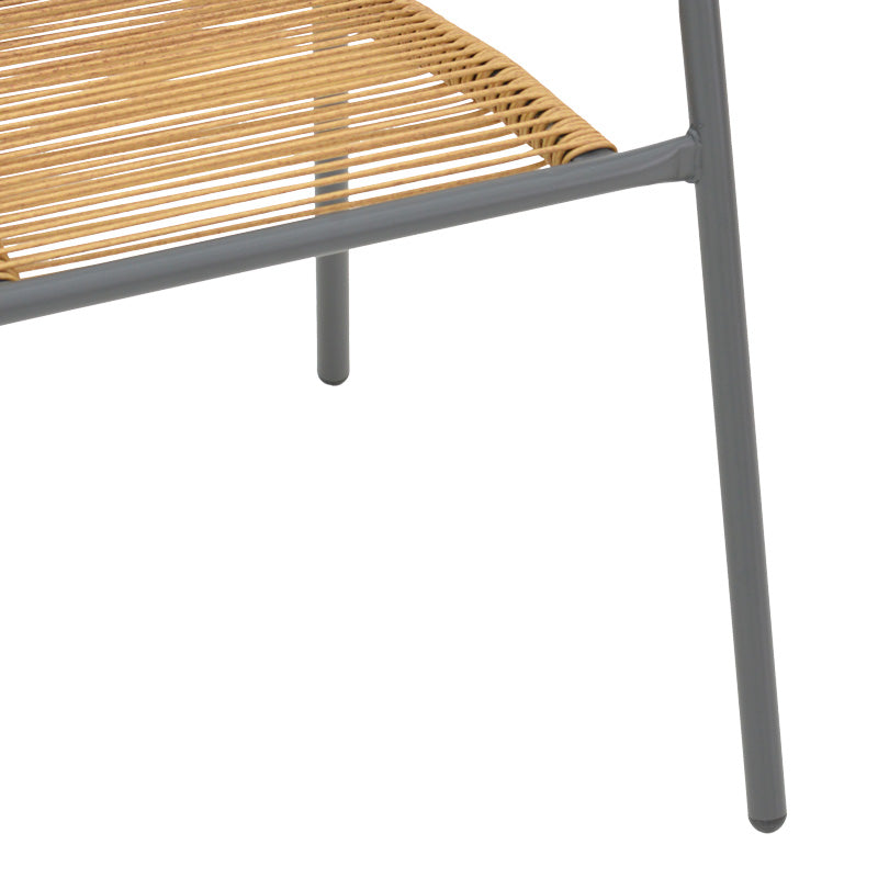 Scaun metalic stivuibil Lindaria Gri inchis si rattan PE Natural, 54x63x74 cm