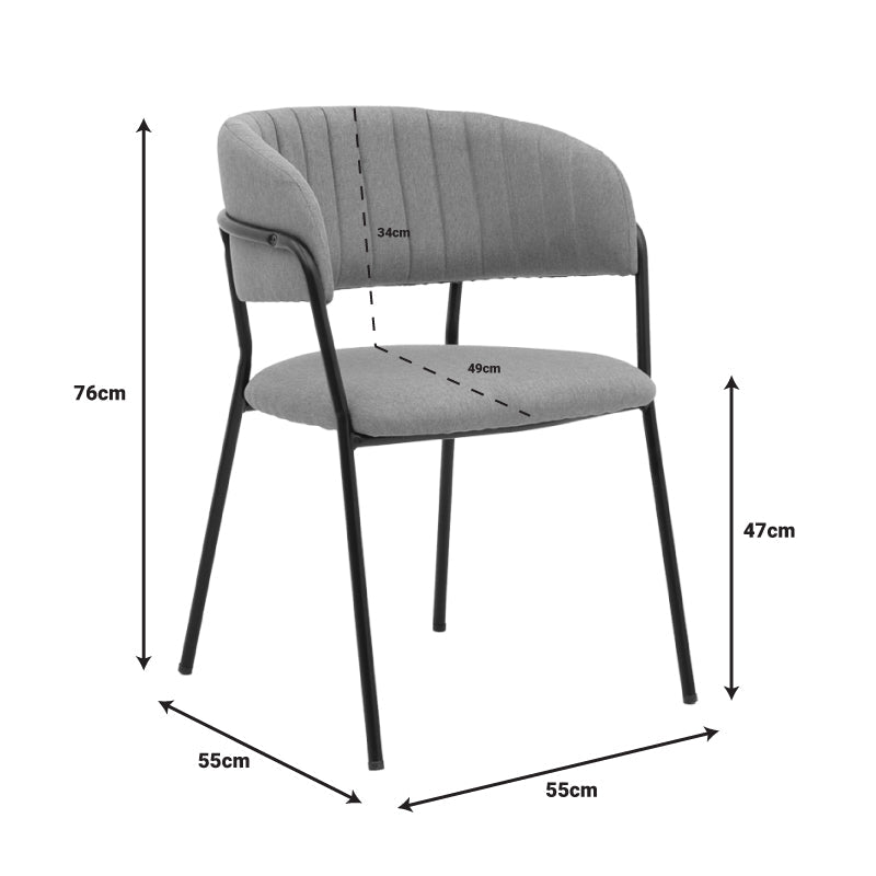 Scaun Morel, stofa si metal, 55x55x76 cm - Gri