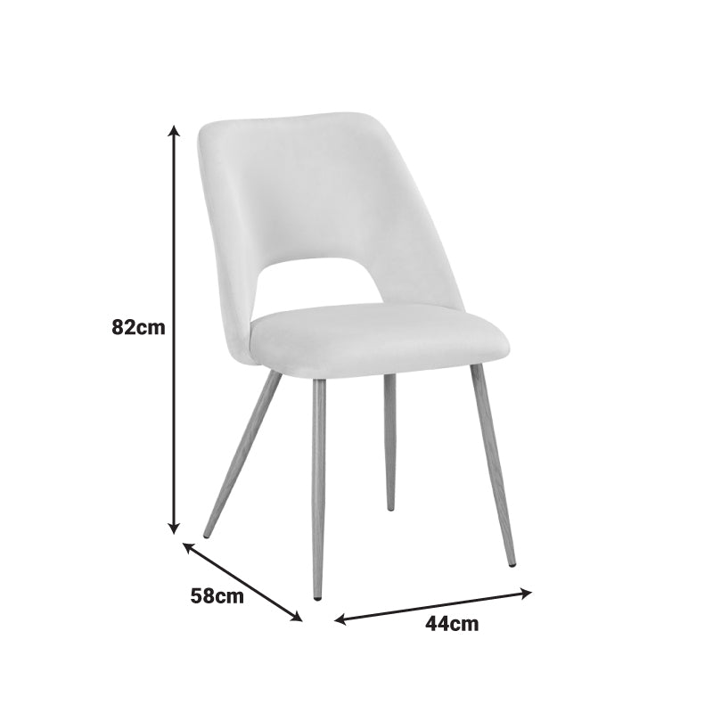Scaun Nelda, Catifea, Bej, picioare metalice cu finisaj natural, 44x58x82 cm, imagine ambient