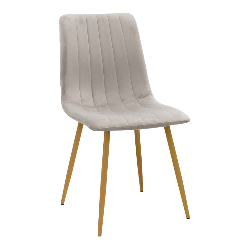 Scaun catifelat Noor, Velvet, Picioare, Natural, 44x53x86 cm - Gri