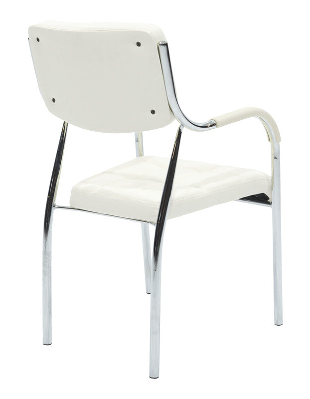 Scaun oaspete superposable Otlen negru pu-crom 47x45x87 cm, 45x47 cm - Alb