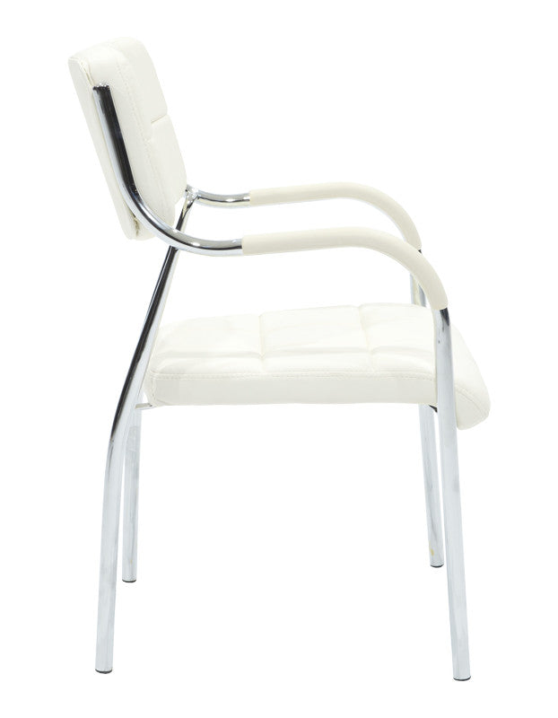 Scaun oaspete superposable Otlen negru pu-crom 47x45x87 cm, 45x47 cm - Alb