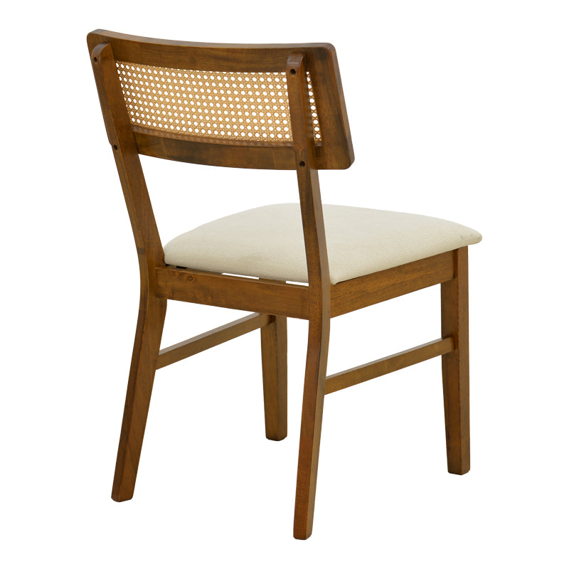Scaun Raffles, Rubberwood cu rattan și gri-bej, 47x48x83 cm - Nuc-Crem