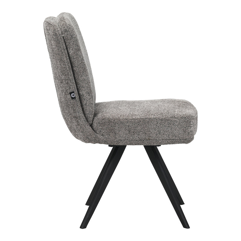 Scaun rotativ cu funcție de pivotare, modern, material textil boucle gri, picioare metalice, negre, 66x50x90 cm