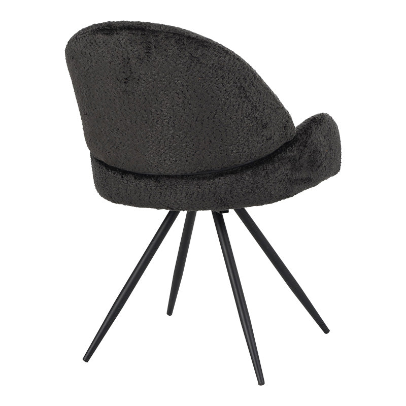 Scaun rotativ Morea, boucle si metal, 68x66x82 cm - Negru