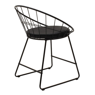 Scaun Seth din sârma neagra cu perna din PVC, neagra, 50x58 cm, imagine suplimentara