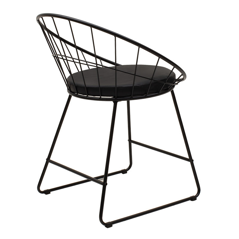 Scaun Seth din sârma neagra cu perna din PVC, neagra, 50x58 cm, imagine suplimentara