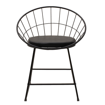 Scaun Seth din sârma neagra cu perna din PVC, neagra, 50x58 cm, perspectiva suplimentara