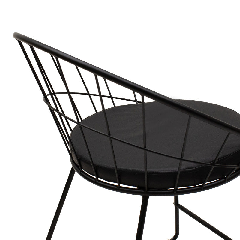 Scaun Seth din sârma neagra cu perna din PVC, neagra, 50x58 cm, foto produs