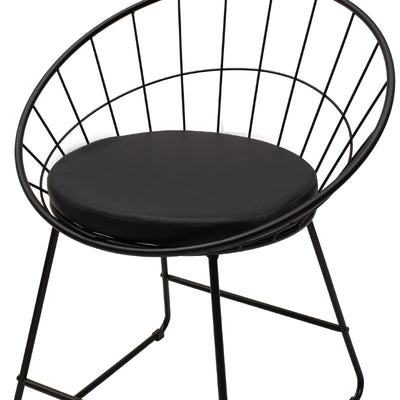 Scaun Seth din sârma neagra cu perna din PVC, neagra, 50x58 cm, foto produs 6