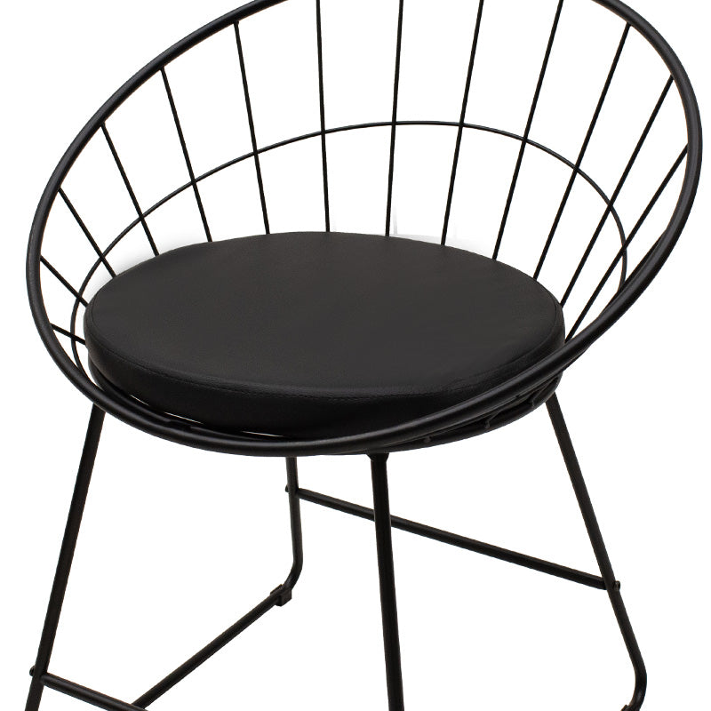 Scaun Seth din sârma neagra cu perna din PVC, neagra, 50x58 cm, foto produs 6
