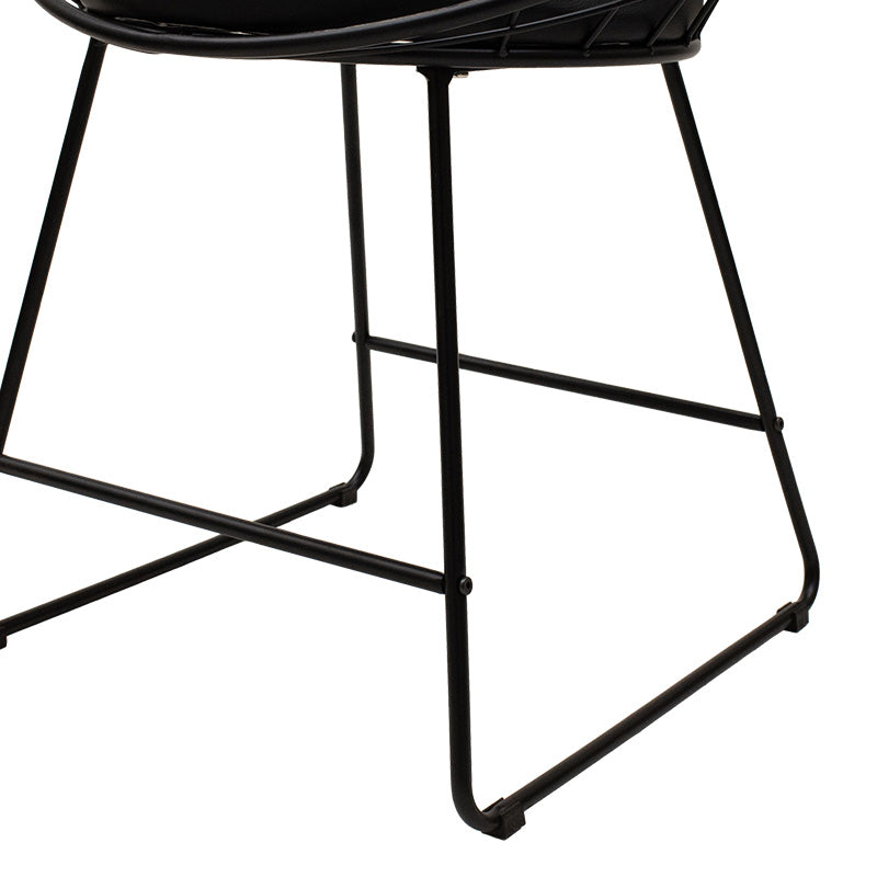 Scaun Seth din sârma neagra cu perna din PVC, neagra, 50x58 cm, foto produs 7
