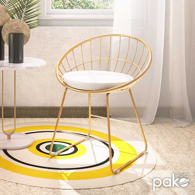 Scaun Seth sarma metalica aurie cu perna pvc, alb, 58x50x71 cm, imagine suplimentara