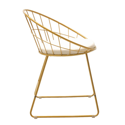 Scaun Seth sarma metalica aurie cu perna pvc, alb, 58x50x71 cm, perspectiva suplimentara