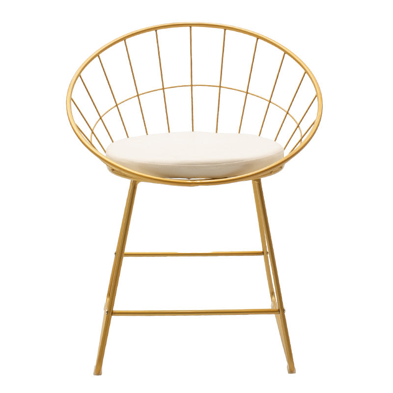 Scaun Seth sarma metalica aurie cu perna pvc, alb, 58x50x71 cm, foto produs