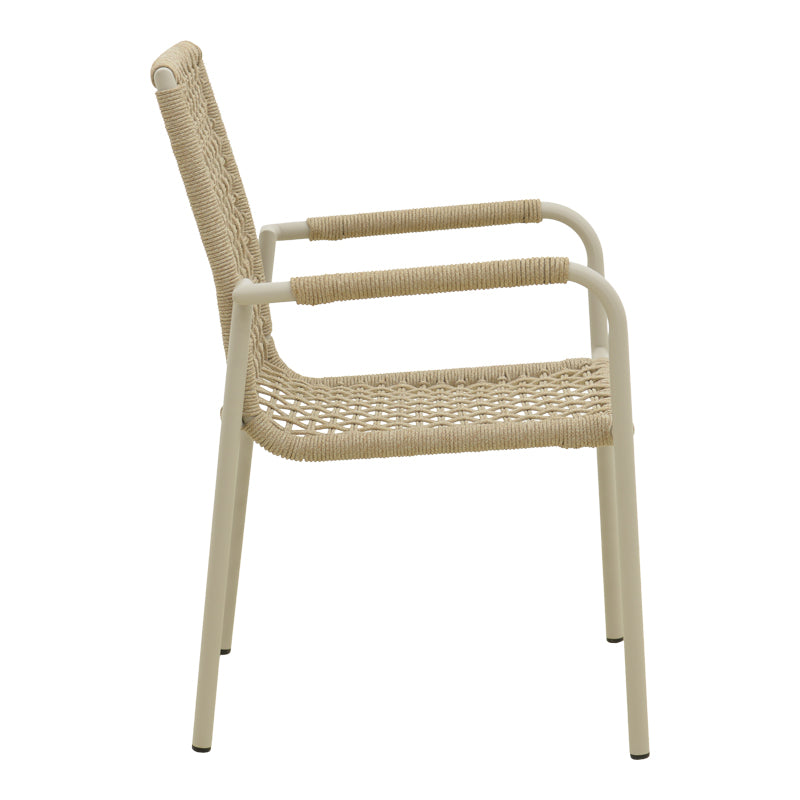 Scaun stivuibil aluminiu Esence, frânghie, nuanță, bej, 56x61x87 cm