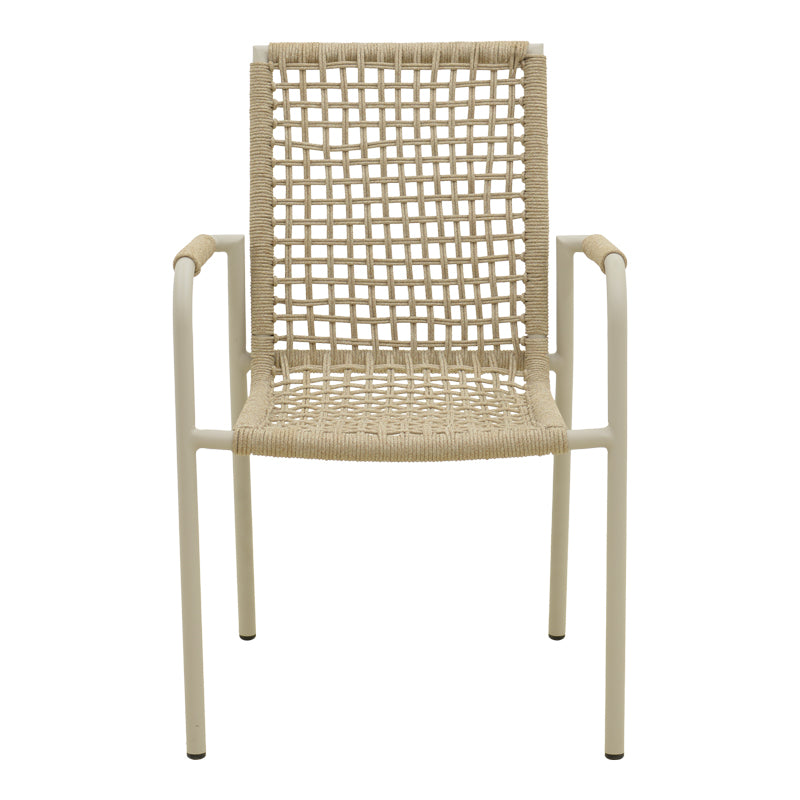 Scaun stivuibil aluminiu Esence, frânghie, nuanță, bej, 56x61x87 cm