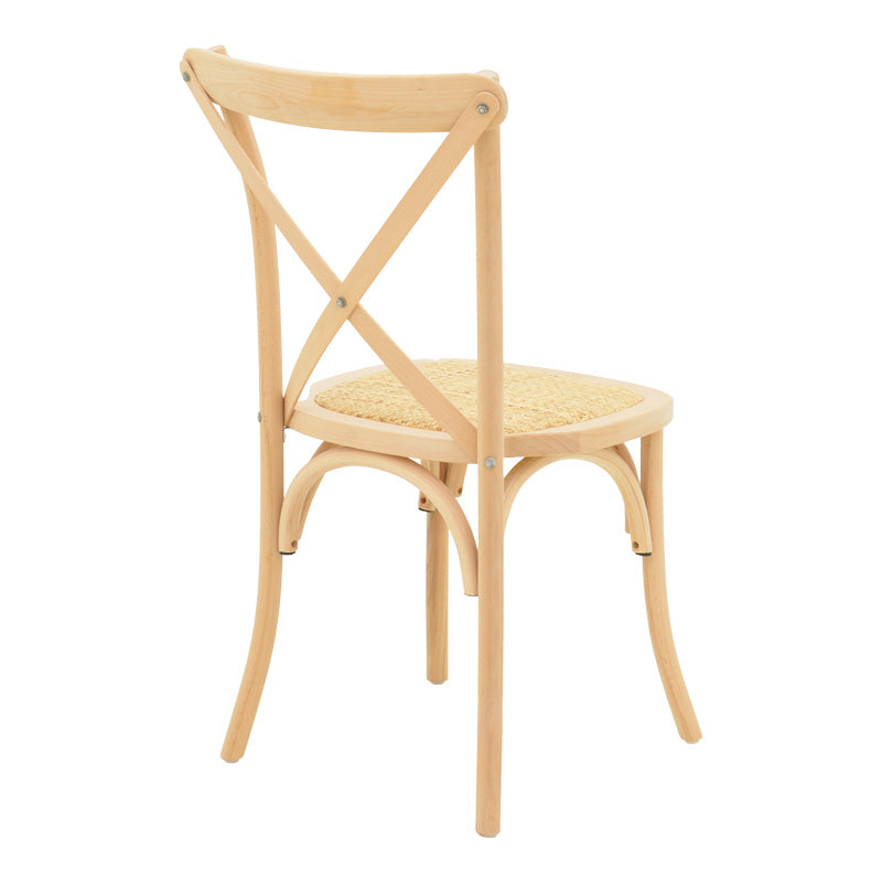 Scaun stivuibil cu șezut ratan Dylon, lemn fag neted, 48x52x89 cm