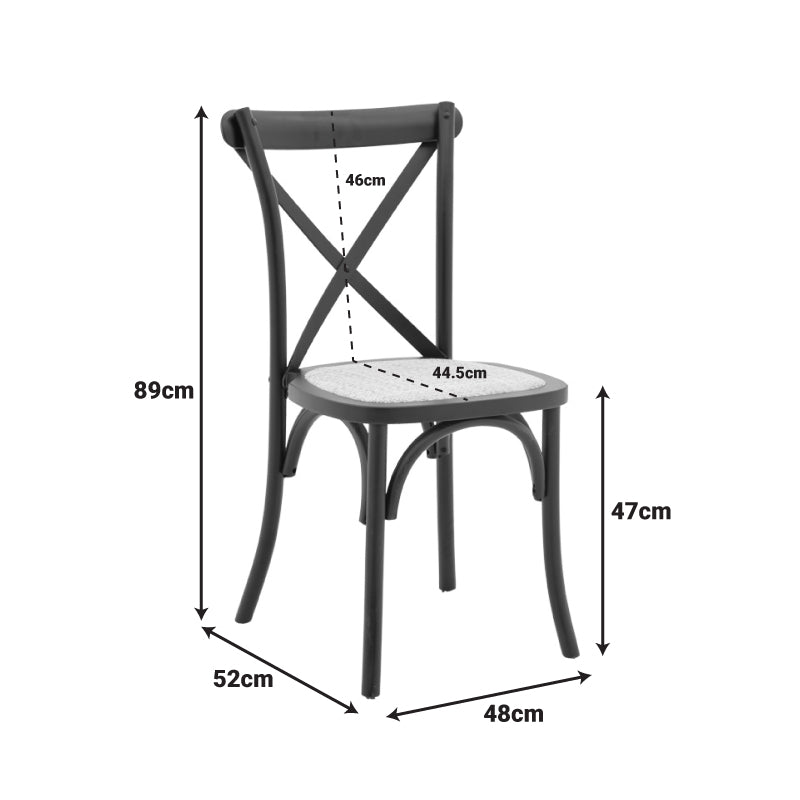 Scaun stivuibil Dylon negru, lemn de fag-scaun din ratan, Natural, 48x52x89 cm