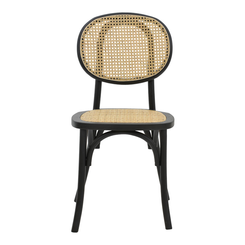 Scaun stivuibil Zoel lemn de fag negru-ratan, Natural, 45x52x82 cm