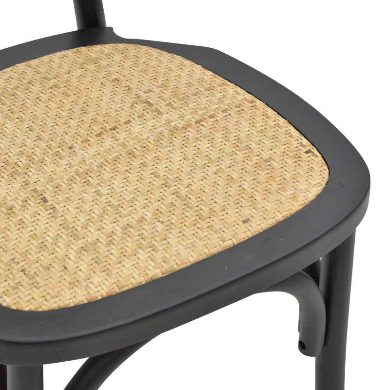 Scaun stivuibil Zoel lemn de fag negru-ratan, Natural, 45x52x82 cm