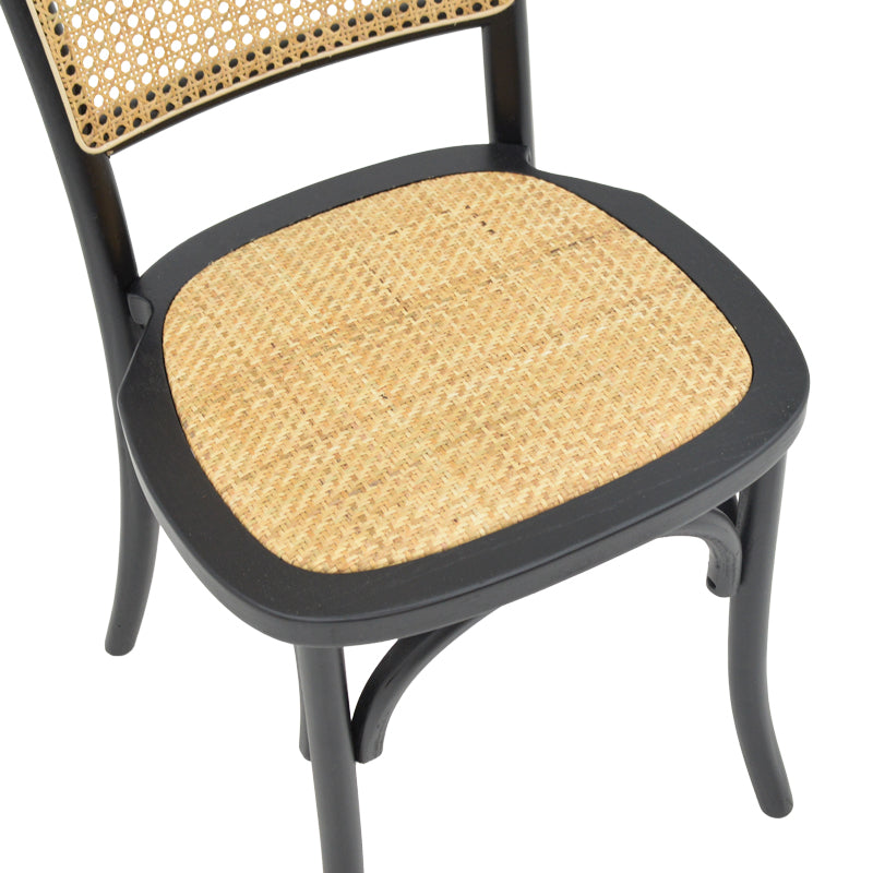 Scaun stivuibil Zozele ratan Natural pe-negru toon lemn, 45x51x88 cm