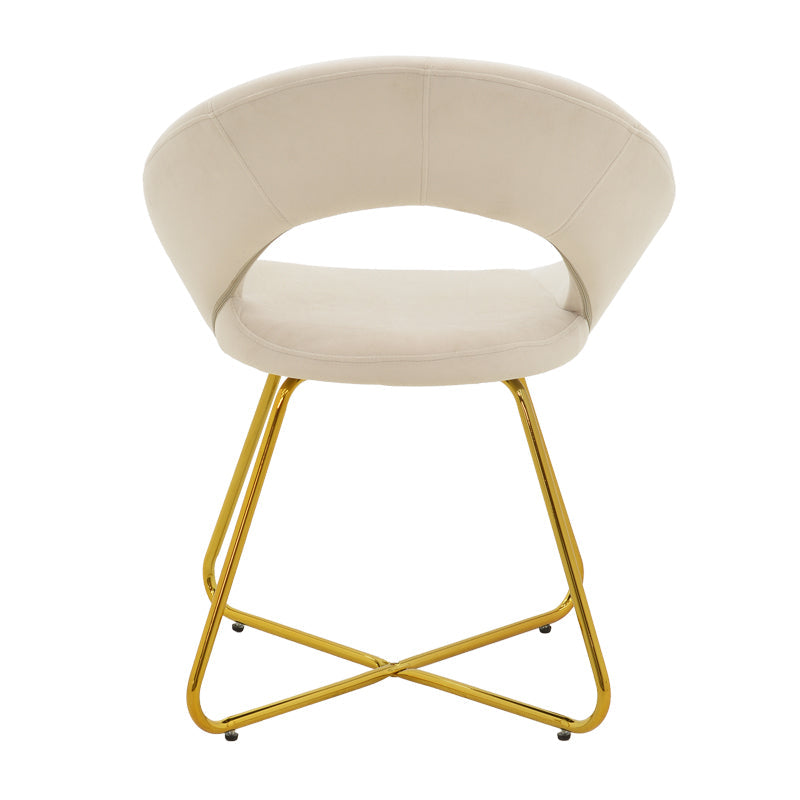 Scaun Valentina, catifea si metal, 65x60x82 cm - Bej