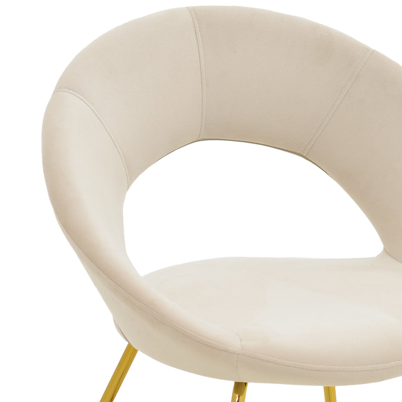 Scaun Valentina, catifea si metal, 65x60x82 cm - Bej