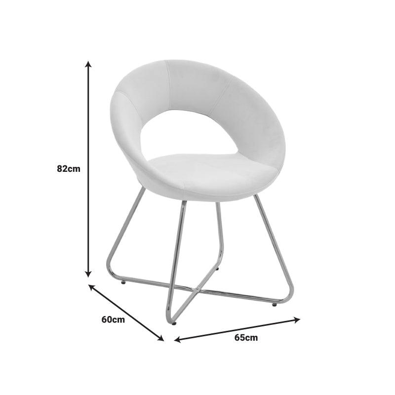 Scaun Valentina, catifea si metal, 65x60x82 cm - Bej
