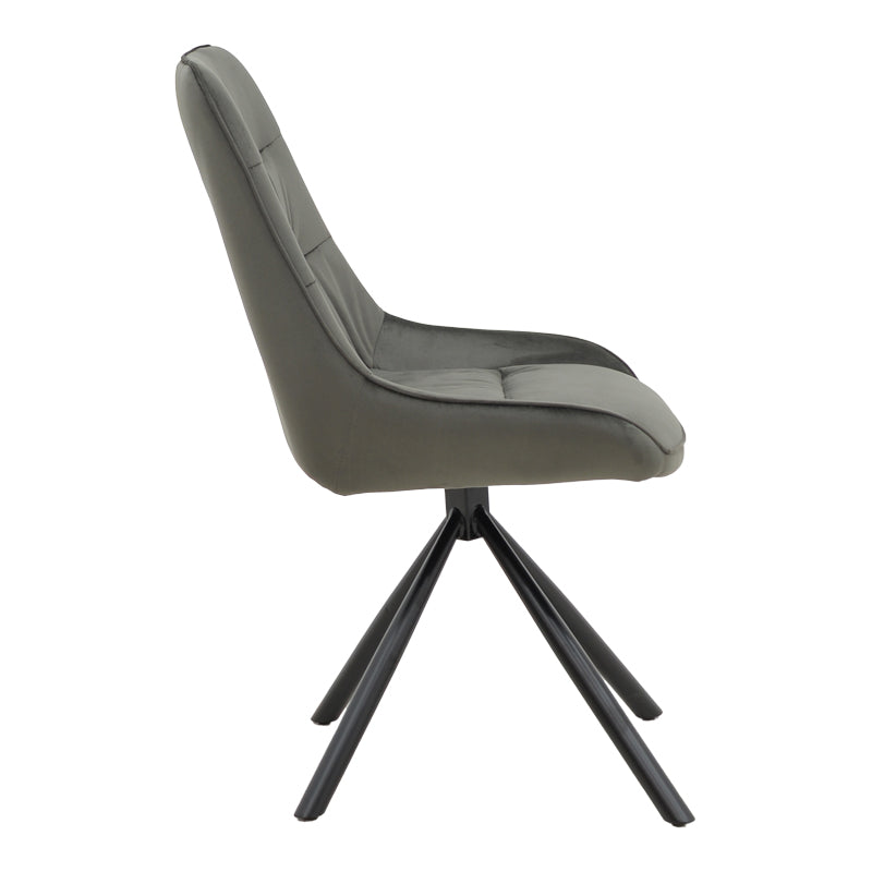 Scaun Wori Gri inchis catifea-metal picior, negru, 48x56x82 cm