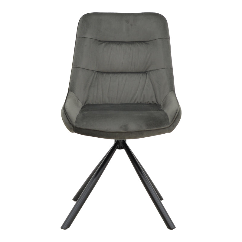 Scaun Wori Gri inchis catifea-metal picior, negru, 48x56x82 cm