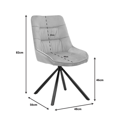 Scaun Wori Gri inchis catifea-metal picior, negru, 48x56x82 cm, foto produs 8