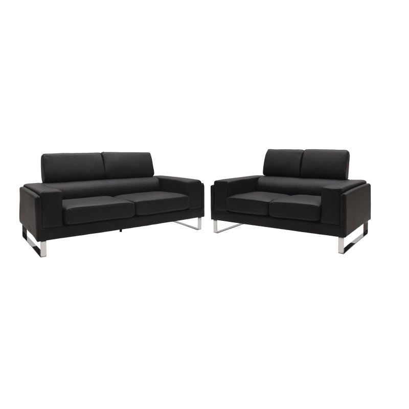 canapea Set 2 canapele cu 2 locuri Shea Negru 198x80x87 cm