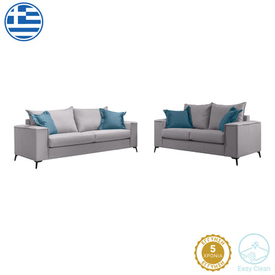 canapea Set 2 canapele cu 2 locuri Verona x2 Gri deschis 225x93x100 cm
